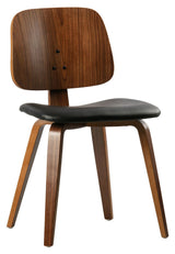 Klassisk spisestol - Svart Leatherette/Walnut