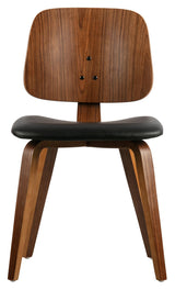 Klassisk spisestol - Svart Leatherette/Walnut