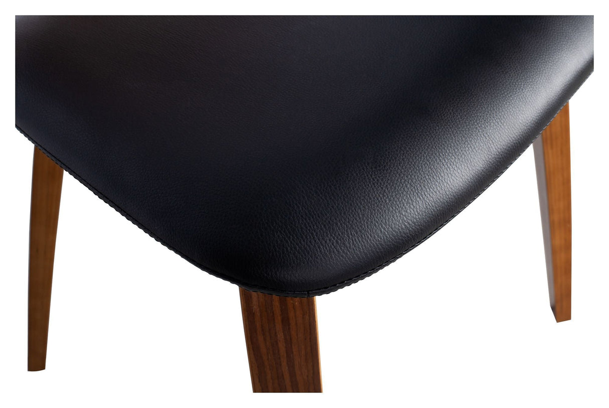 Klassisk spisestol - Svart Leatherette/Walnut