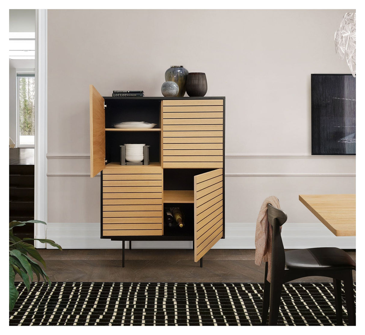 Woodman Stripe Sideboard - Natur/Black