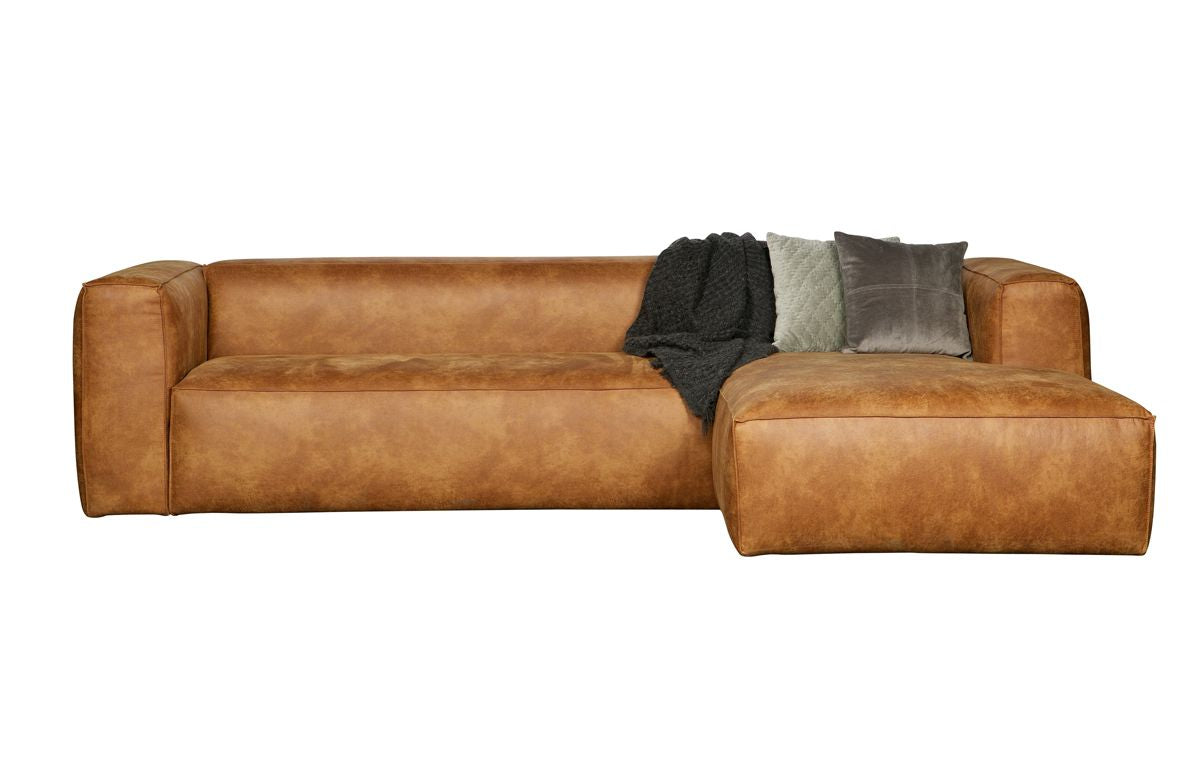 Woood Bean Corner Sofa i Eco-Leather Right-Oncing, Cognac