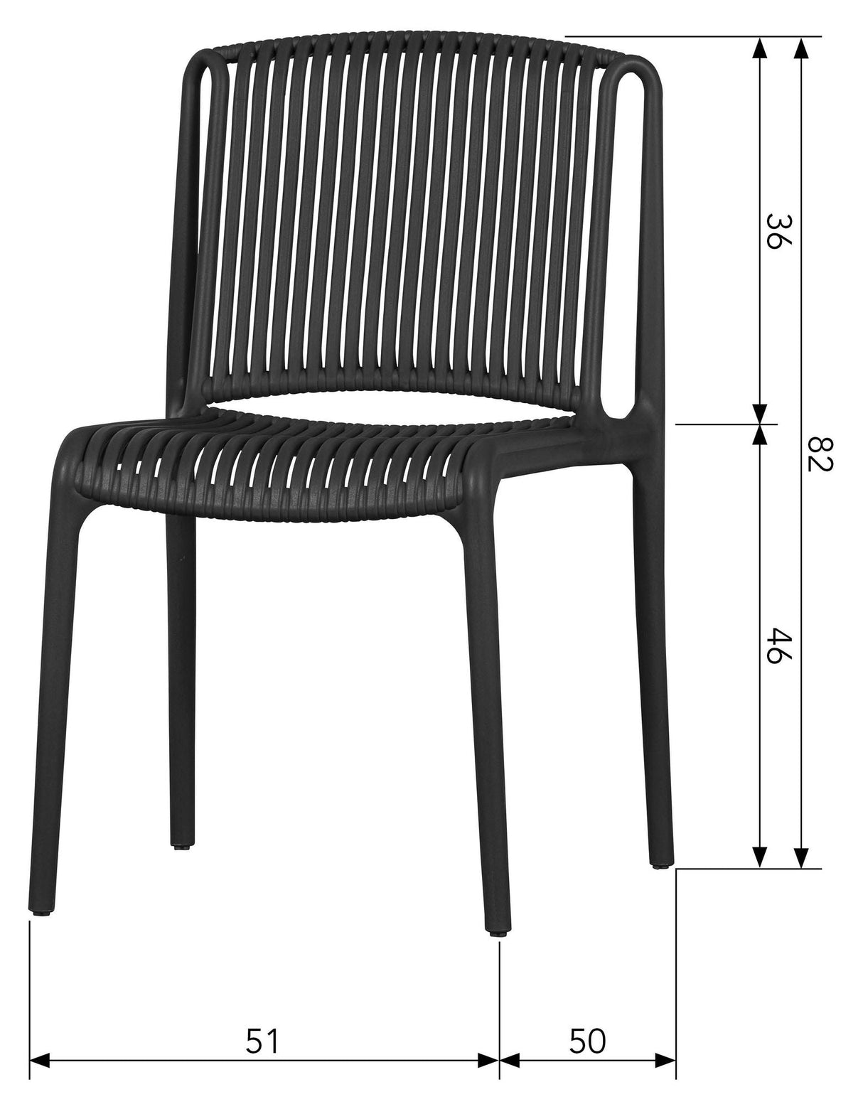 Billie Garden Chair laget av plast, svart