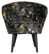 Woood Bo Lounge Chair - Floral Print Velour