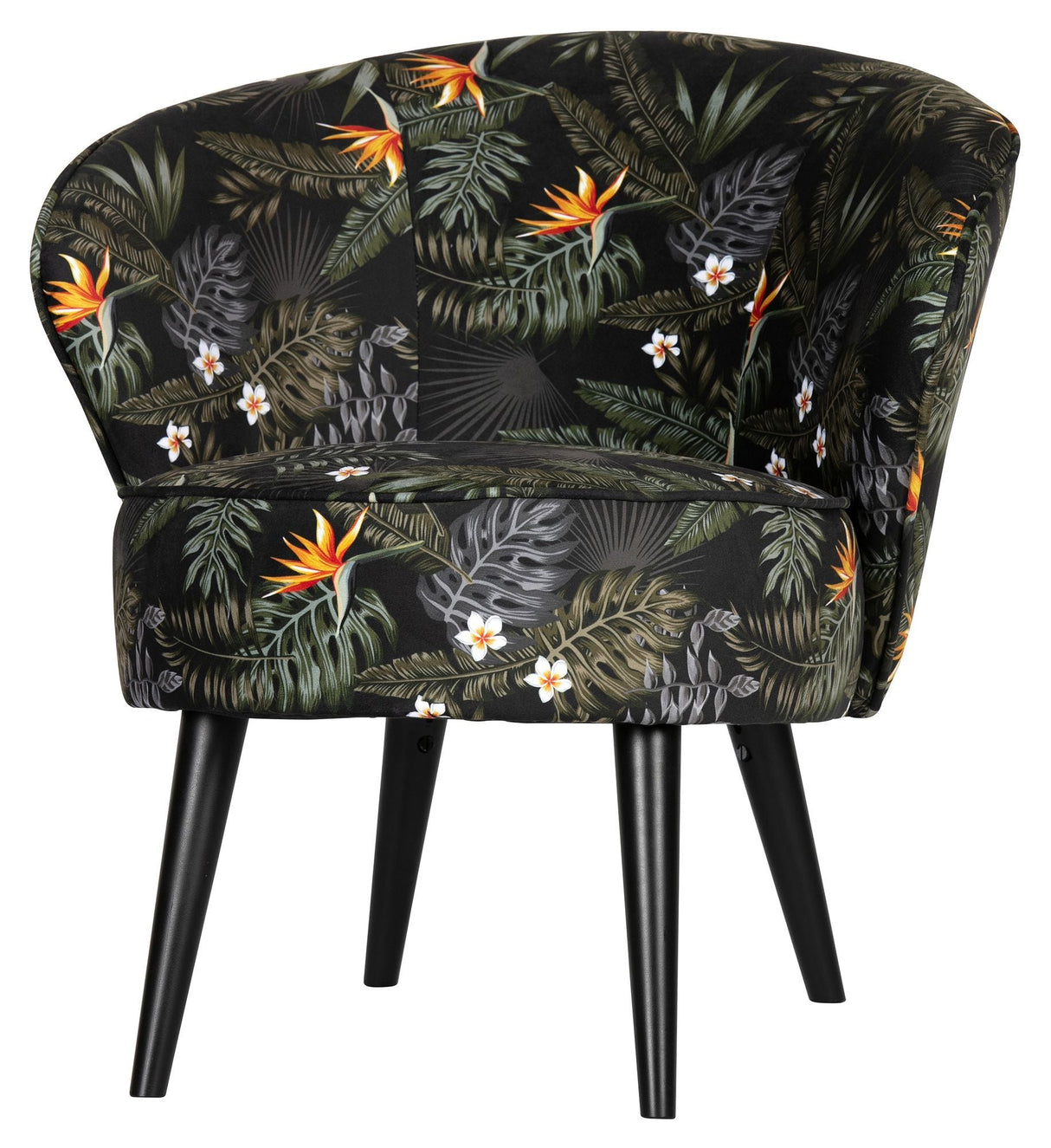 Woood Bo Lounge Chair - Floral Print Velour