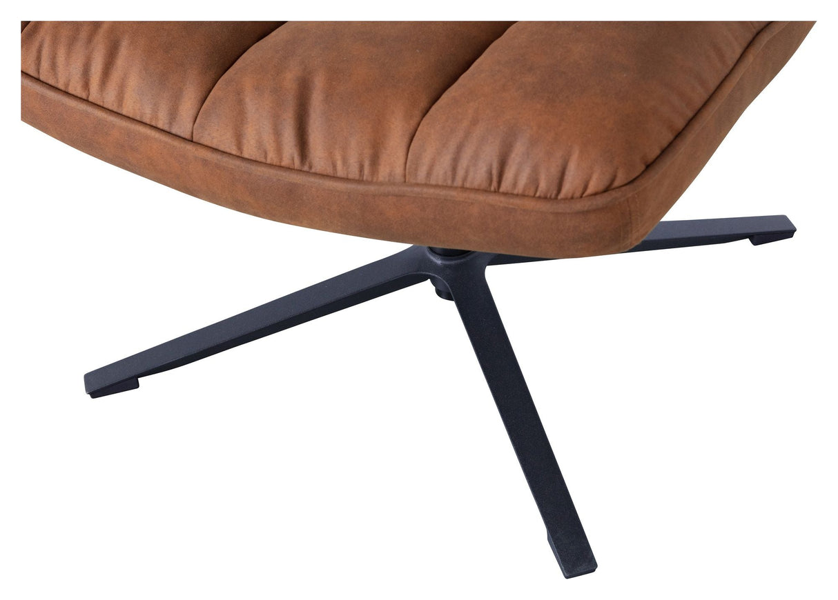 Woood Dirkje Lounge Chair w. svingbar fot, cognac skinnett