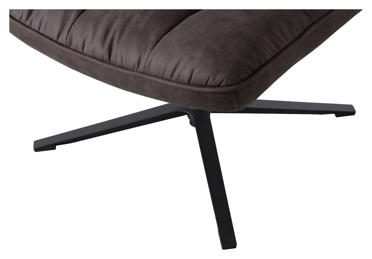 Woood Dirkje Lounge Chair with Swivel Foot, Black Leatherette