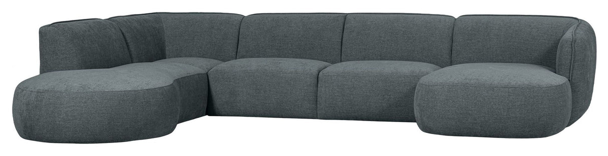 Polly U-sofa, venstrevendt, blå/grønn 