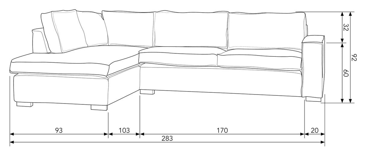 Woood Hajo sofa med venstre venstre sjeselong, off-white melange