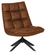 Woood Jouke Lounge Chair w. Svivbar fot - Cognac Leatherette