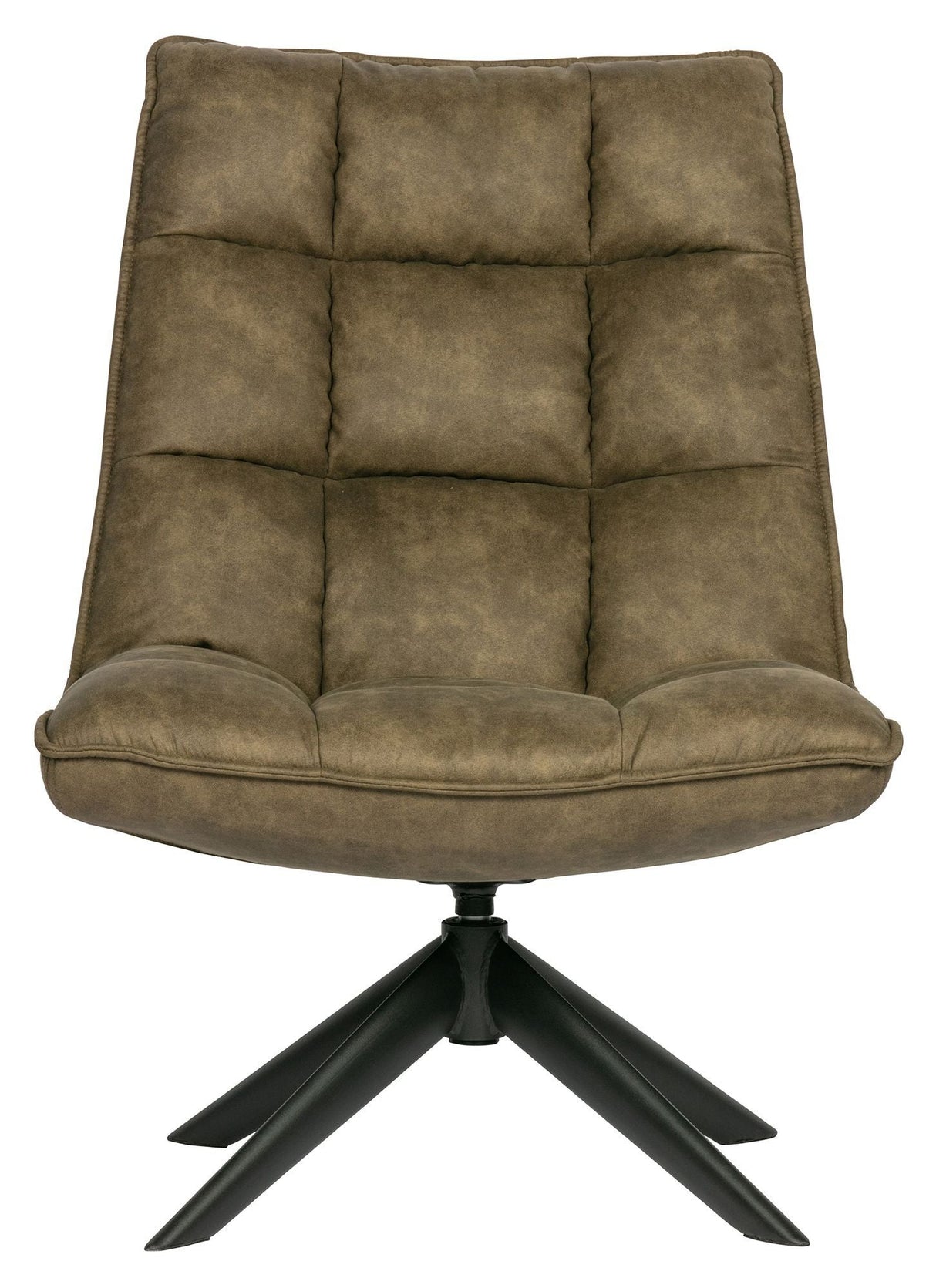 Woood Jouke Lounge Chair w. Swivel Foot - Green Leatherette