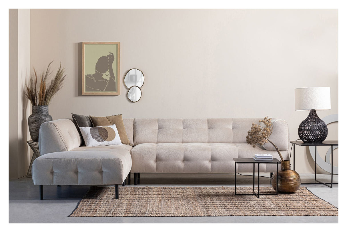 Lloyd Sofa w. Chaise Longue, venstre vendt - beige fløyel