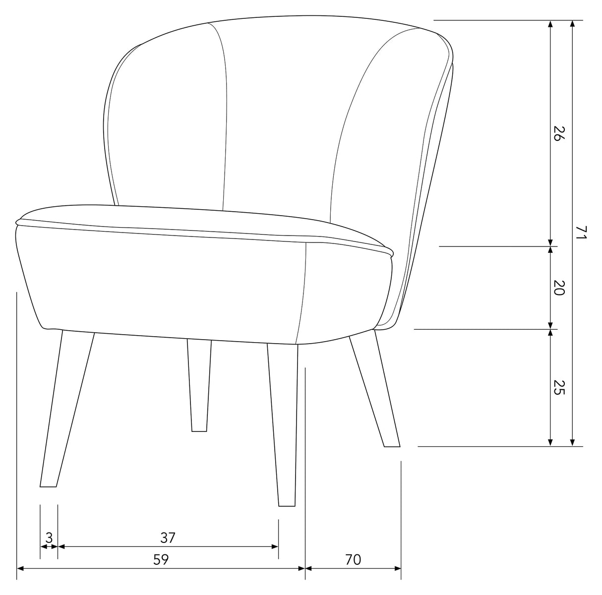 Sara Lounge Chair - varm lilla