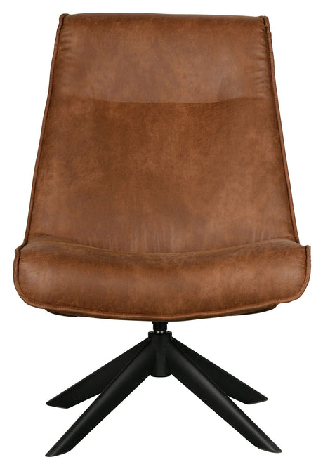 Woood Skyler lenestol w. Svivbar fot - Cognac Leatherette