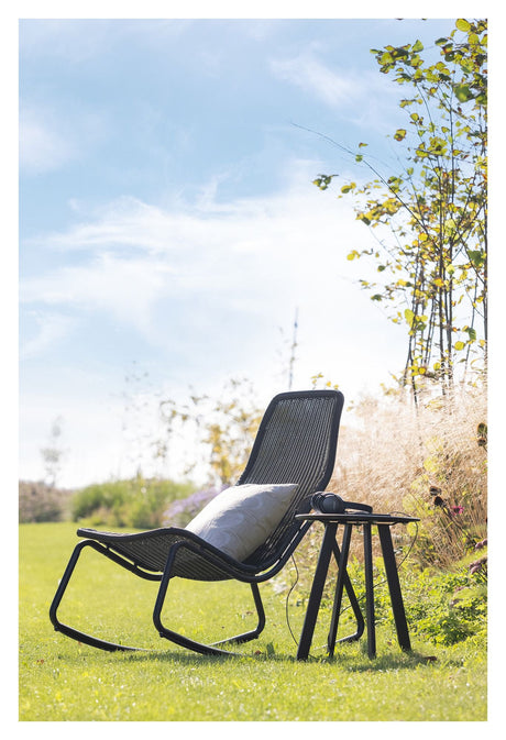 Tom Swing Chair Outdoor, Black Rattan/Metal