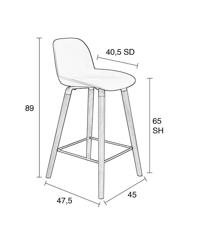 Zuiver Albert Kuip Bar Stool - Green, SH: 65cm