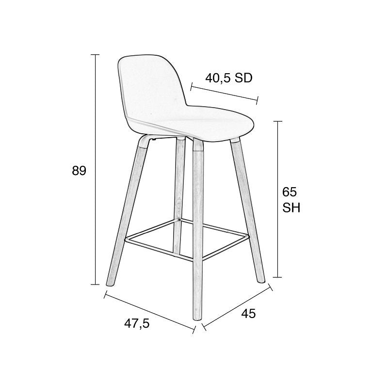 Zuiver Albert Kuip Bar Stool - White, SH: 65cm