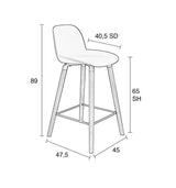 Zuiver Albert Kuip Bar Stool - Light Grey, SH: 65cm