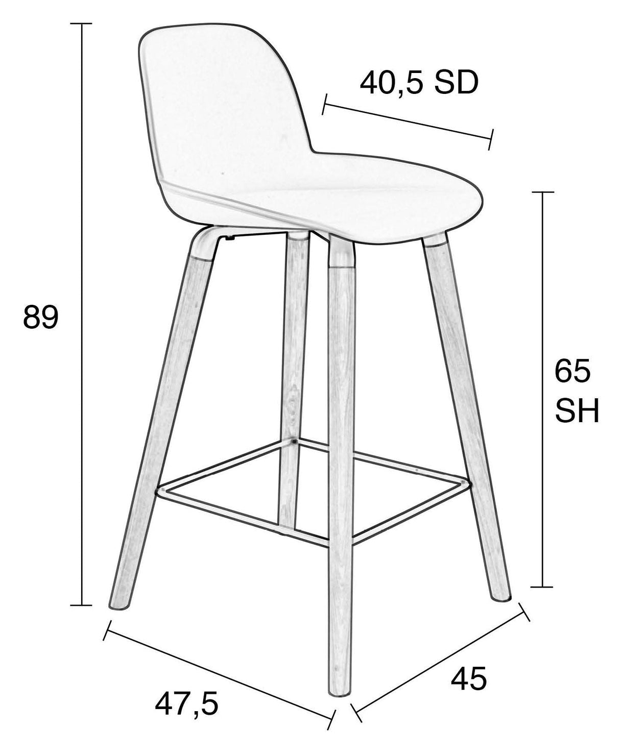 Zuiver Albert Kuip Bar Stool - Svart, SH: 66cm