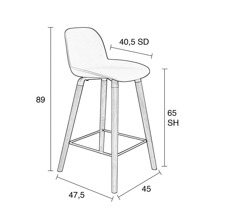 Zuiver Albert Kuip Bar Stool - Taupe, SH: 65cm