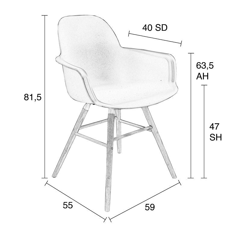 Zuiver Albert Kuip Dining Chair Armrest - Gray