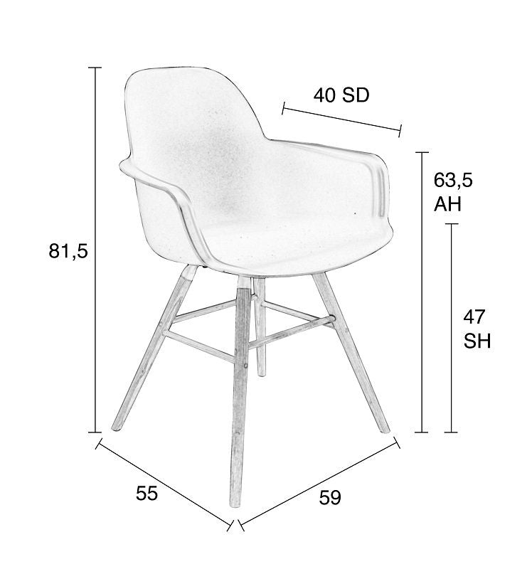 Zuiver Albert Kuip Dining Chair Armrest, Green