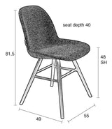 Zuiver Albert Kuip Dining Chair, Light Grey Stoff