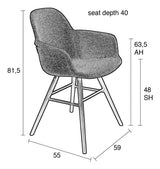 Zuiver Albert Kuip Dining Chair with Armrests - Light Grey