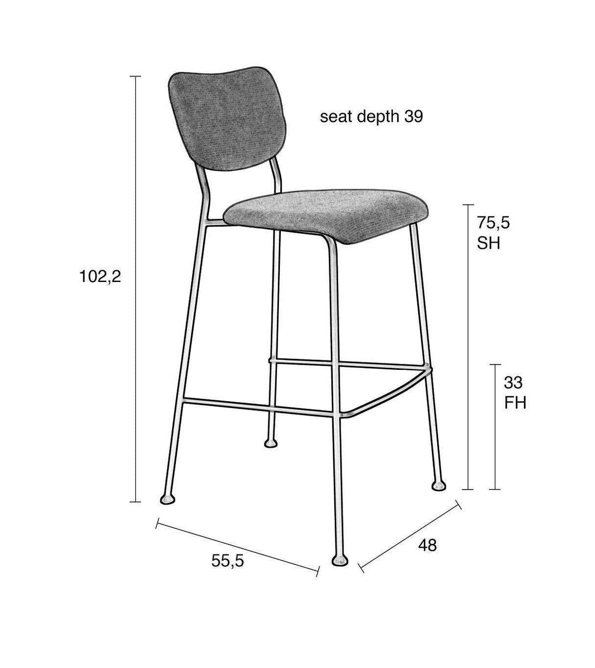 Zuiver Benson Barstool - Mørkeblå