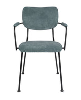 Zuiver Benson Dining Chair with Armrests - Gray Blue