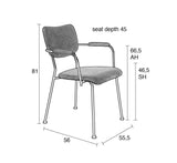 Zuiver Benson Dining Chair with Armrests - Gray Blue