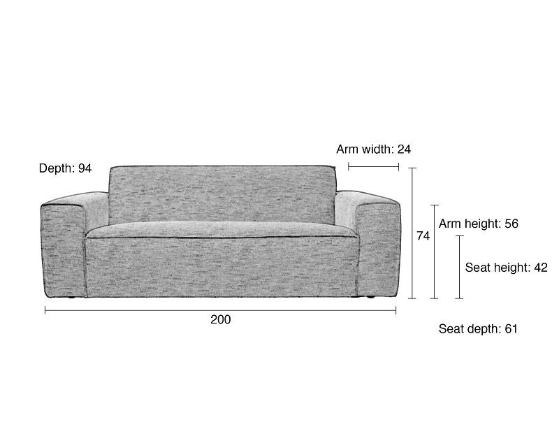 Zuiver bor 2,5 pers. Sofa - grå