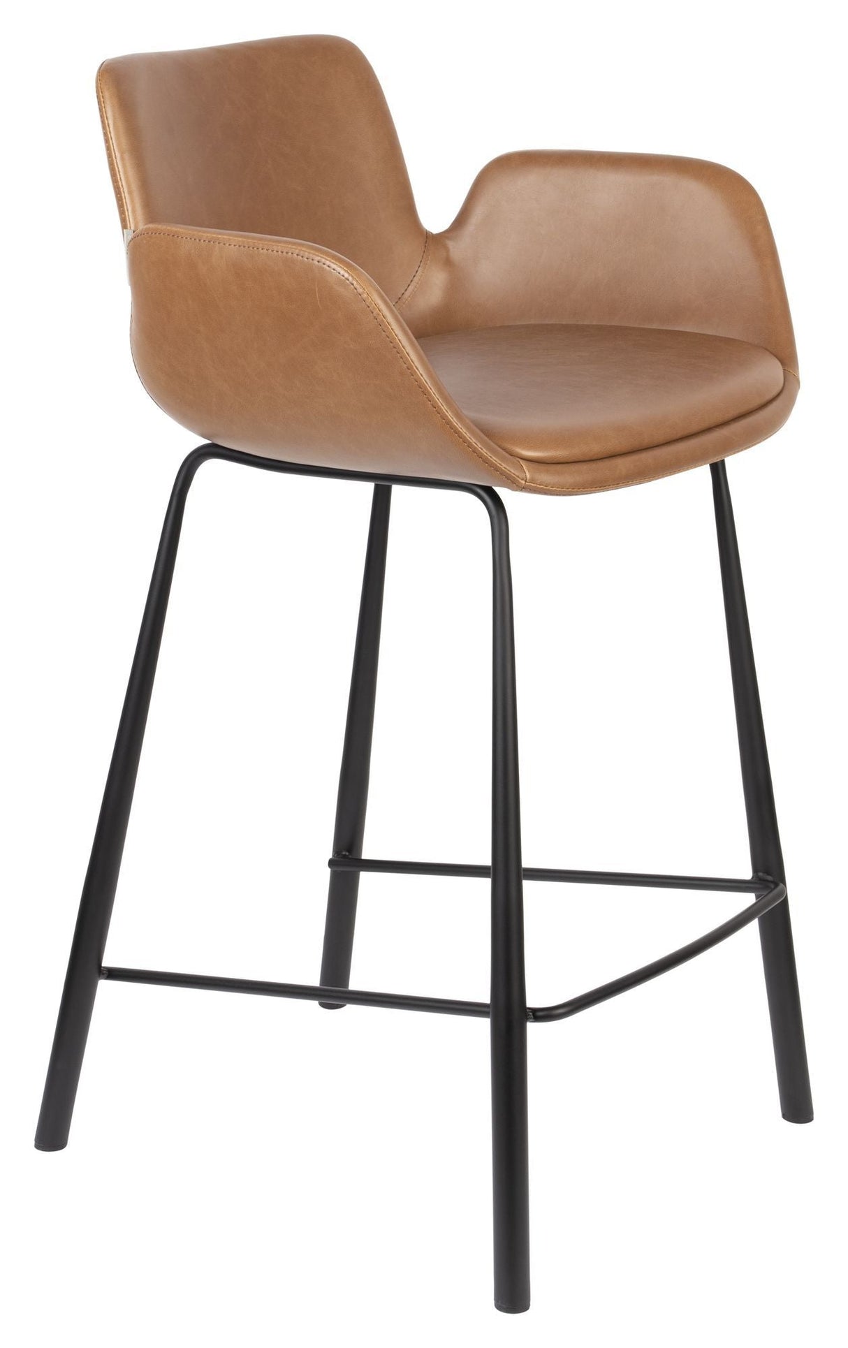 Zuiver Brit Bar Stool - Brown Leatherette, SH: 67,5cm