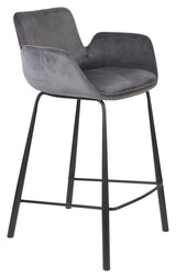 Zuiver Brit Bar Stool - Dark Grey Velor, SH: 67,5cm