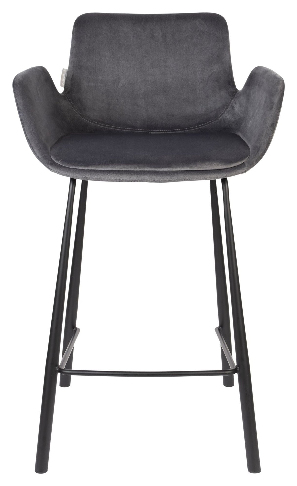 Zuiver Brit Bar Stool - Dark Grey Velor, SH: 67,5cm