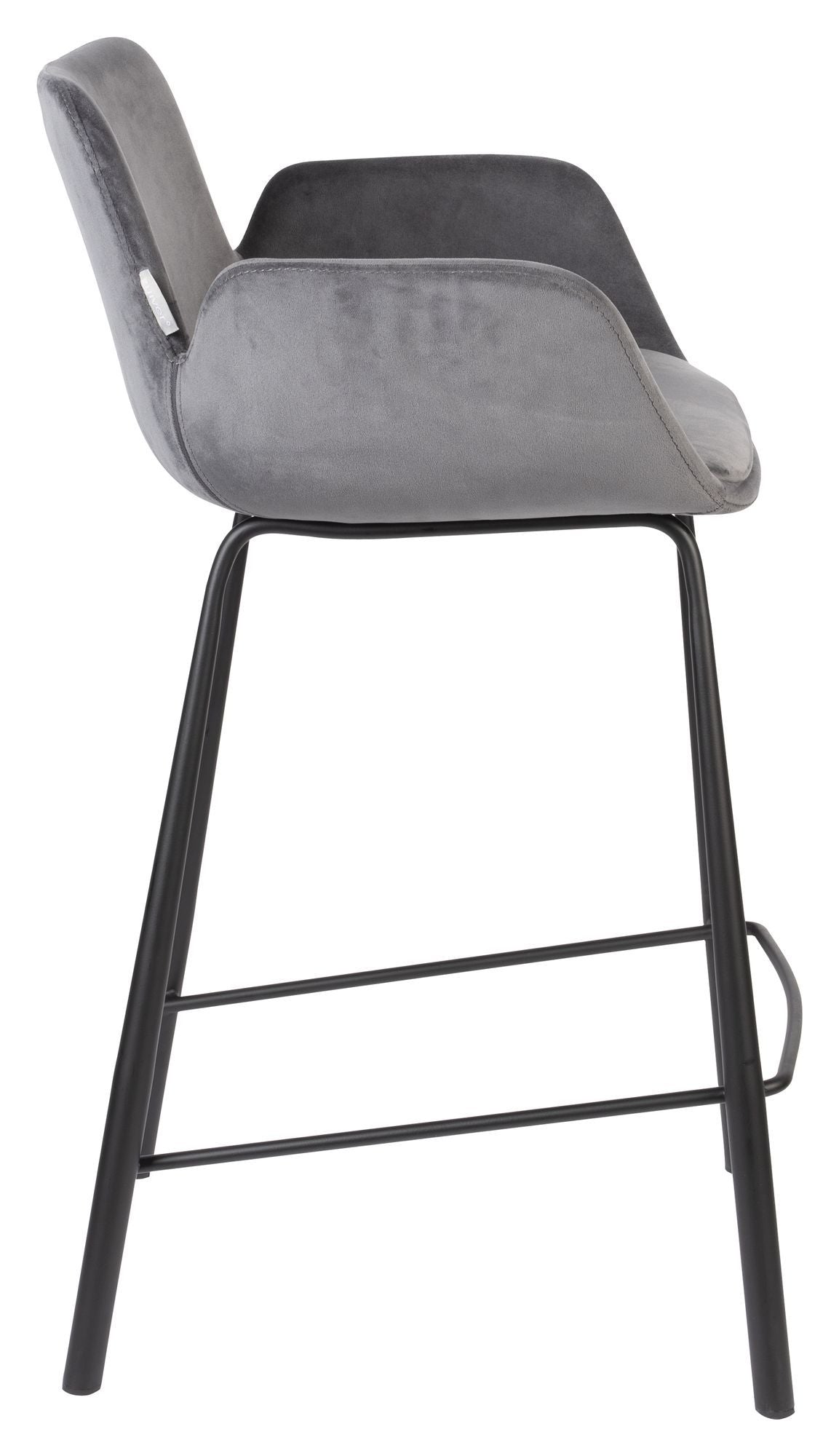 Zuiver Brit Bar Stool - Dark Grey Velor, SH: 67,5cm