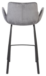 Zuiver Brit Bar Stool - Dark Grey Velor, SH: 67,5cm