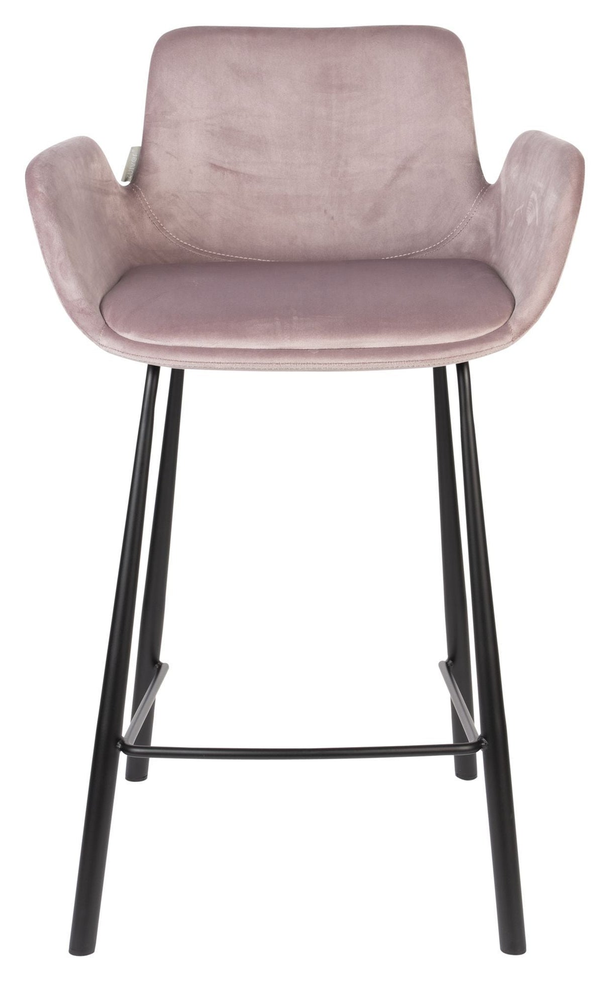 Zuiver Brit Bar Stool - Pink Velour, SH: 67,5cm