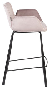 Zuiver Brit Bar Stool - Pink Velour, SH: 67,5cm