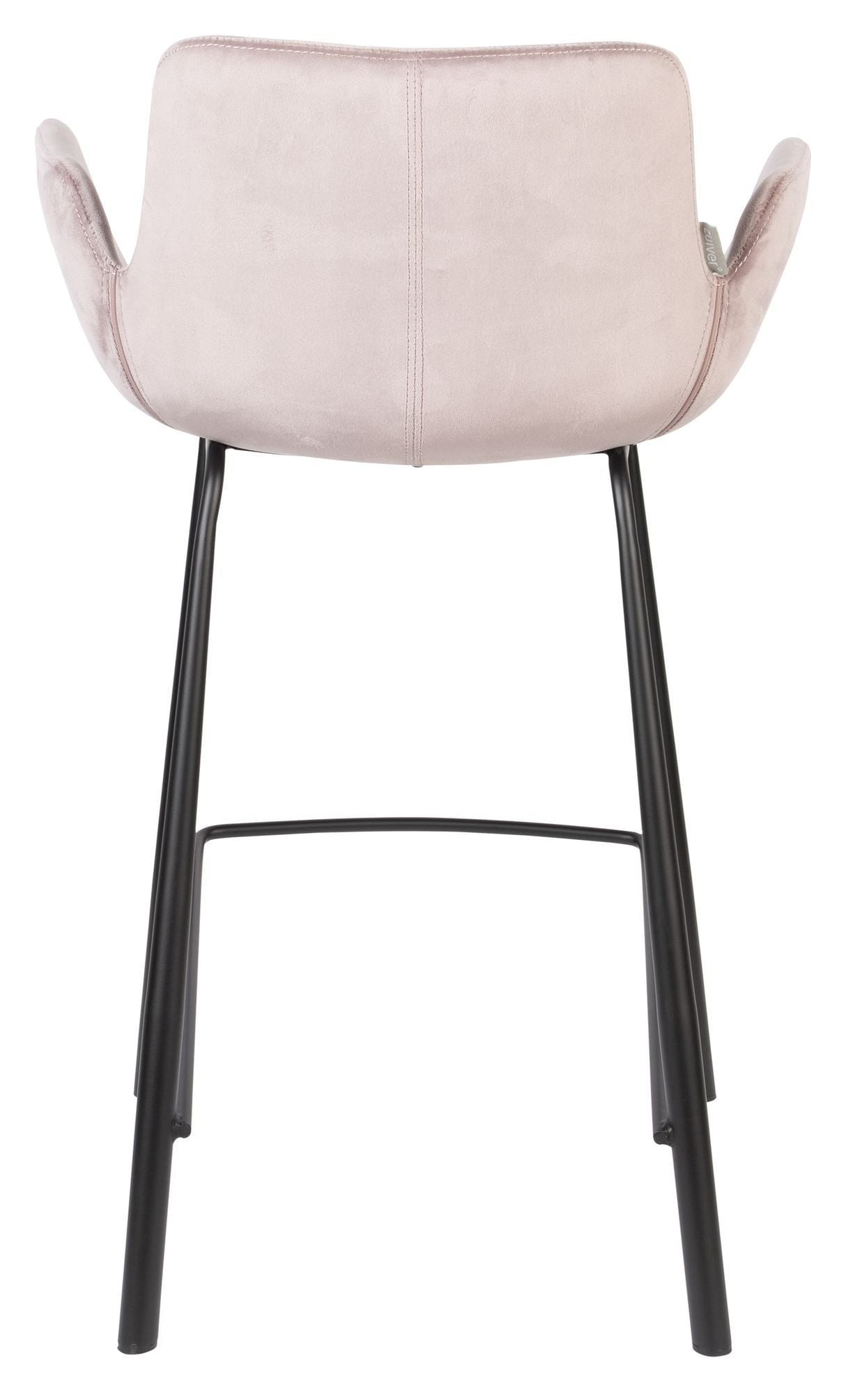 Zuiver Brit Bar Stool - Pink Velour, SH: 67,5cm