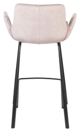 Zuiver Brit Bar Stool - Pink Velour, SH: 67,5cm