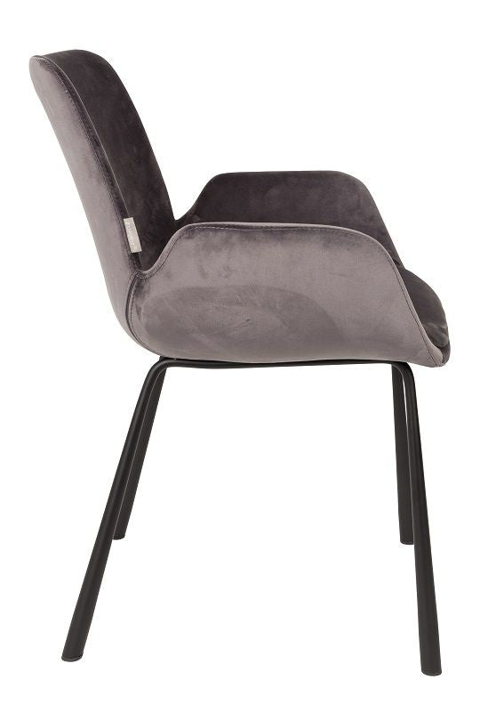 Zuiver Brit Dining Chair m/armlener - mørk grå