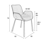 Zuiver Brit Dining Chair m/armlener - Bensin