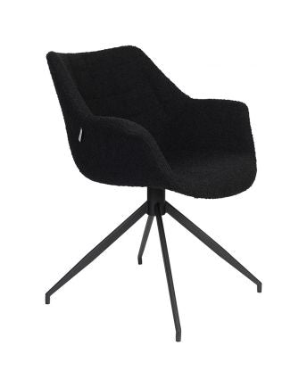 Doulton Lounge Chair med Swivel Base - Swivel Black Bouclé 