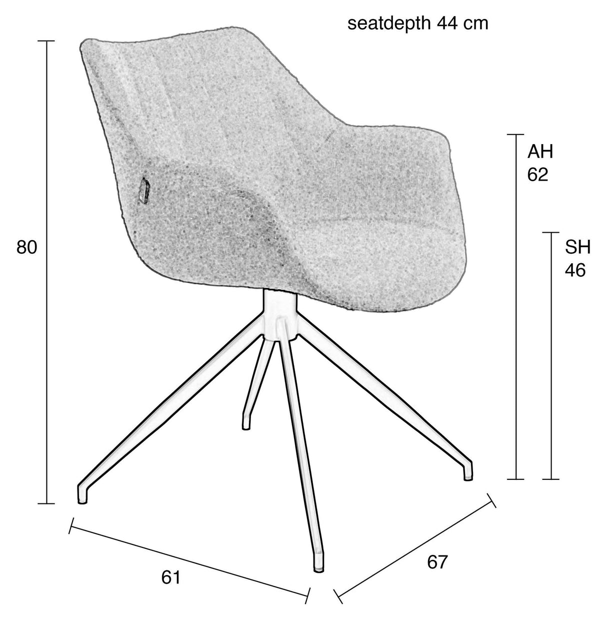 Doulton Lounge Chair med Swivel Base - Swivel Black Bouclé 