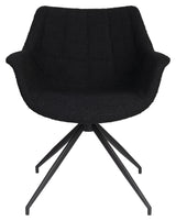 Doulton Lounge Chair med Swivel Base - Swivel Black Bouclé 