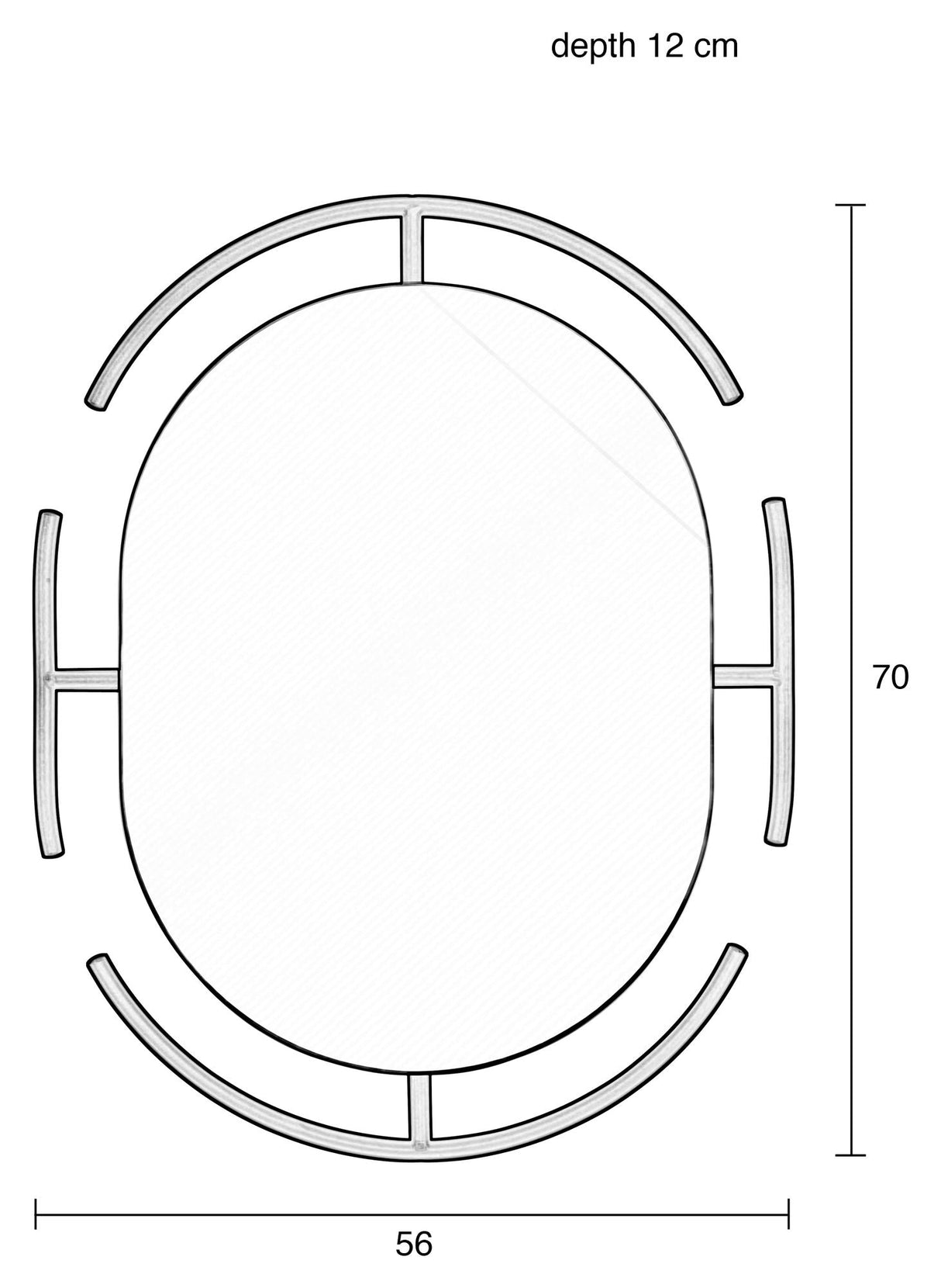 Emma Mirror, 56x70, svart ramme