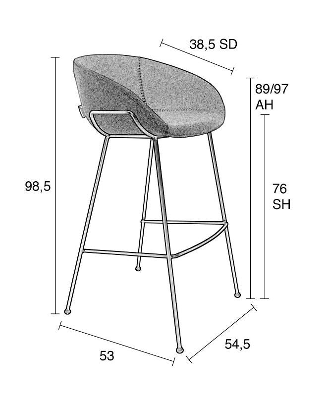 Zuiver Feston Barstool - grått stoff