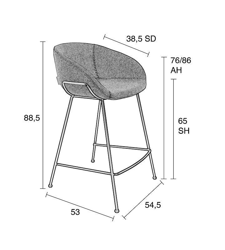 Zuiver Feston Bar Stool - Brown PU, SH: 65cm