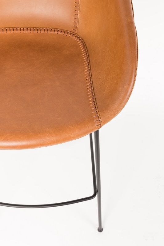 Zuiver Feston Bar Stool - Brown PU, SH: 65cm