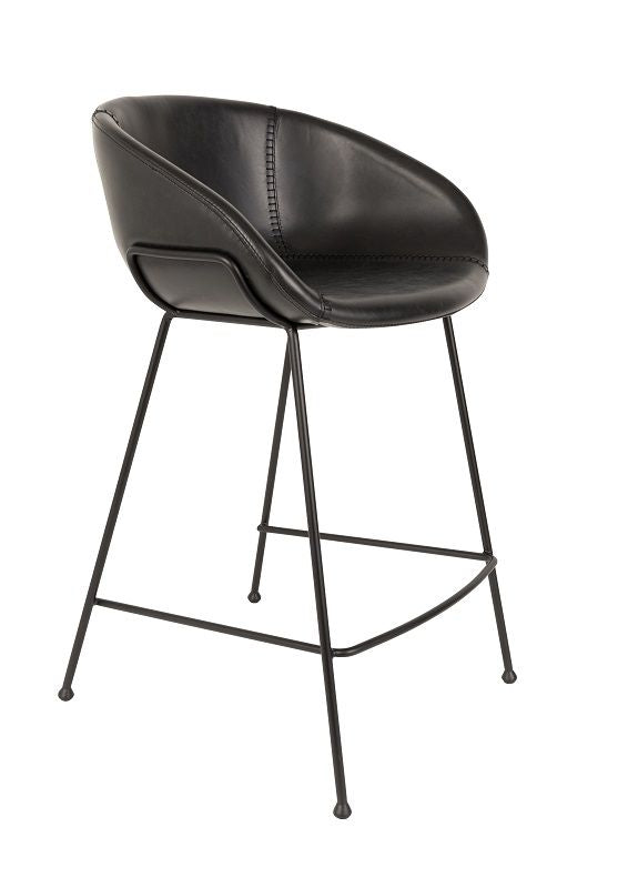 Zuiver Feston Bar Stool - Black PU, SH: 65cm